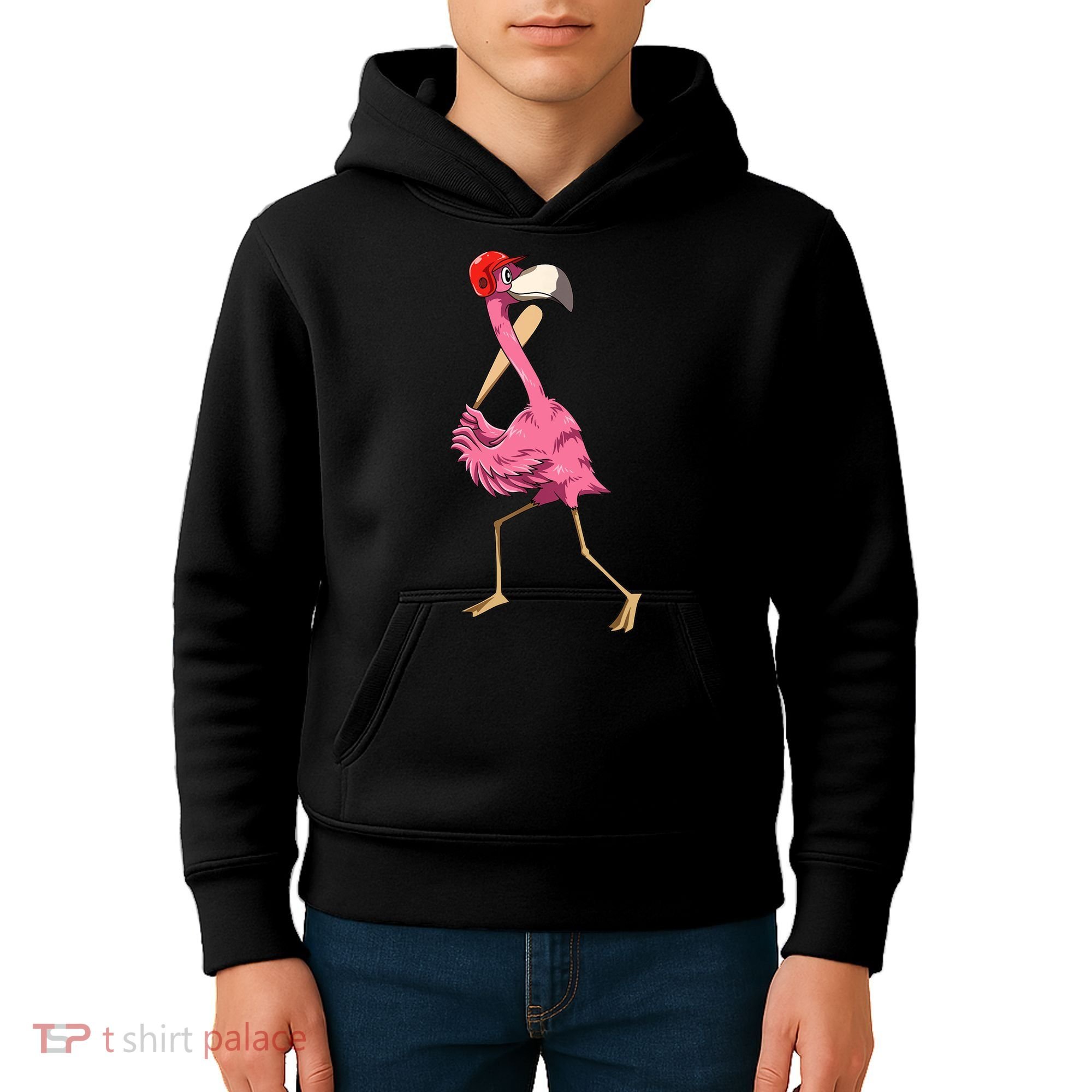 Flamingo Baseball Flamingo Playing Baseball Flamingo Kids Hoodie