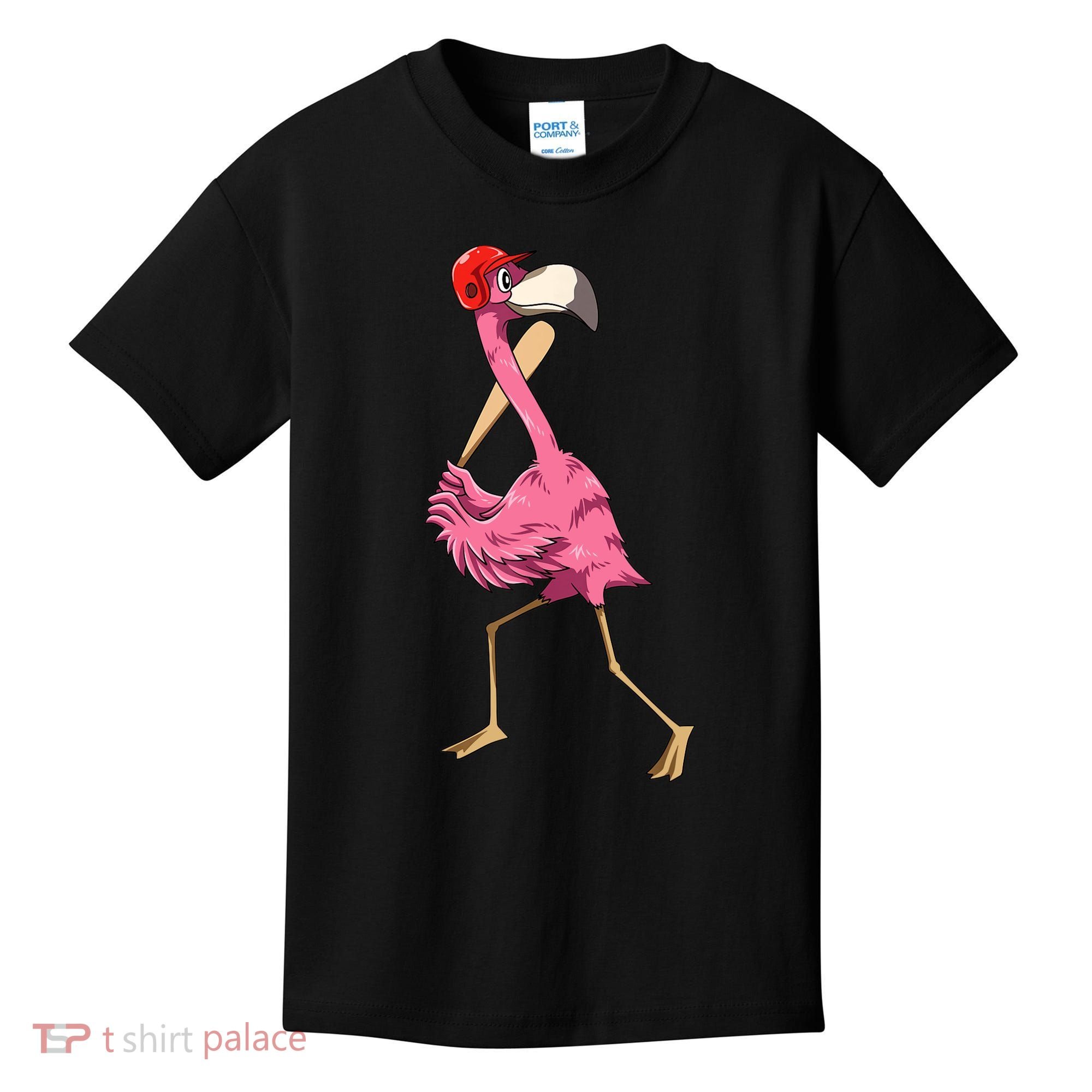 Flamingo Baseball Flamingo Playing Baseball Flamingo Kids T-Shirt