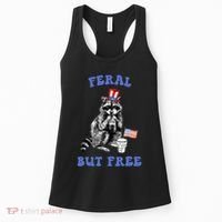 Feral But Free Funny 4th Of July Raccoon Independence Day Women's Tank Top thumb 0