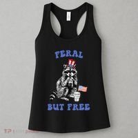 Feral But Free Funny 4th Of July Raccoon Independence Day Women's Tank Top thumb 3