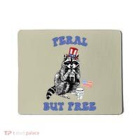 Feral But Free Funny 4th Of July Raccoon Independence Day Mousepad thumb 0
