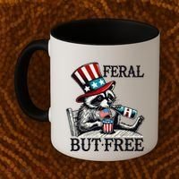 Feral But Free Patriotic Raccoon Funny Usa Coffee Mug thumb 2