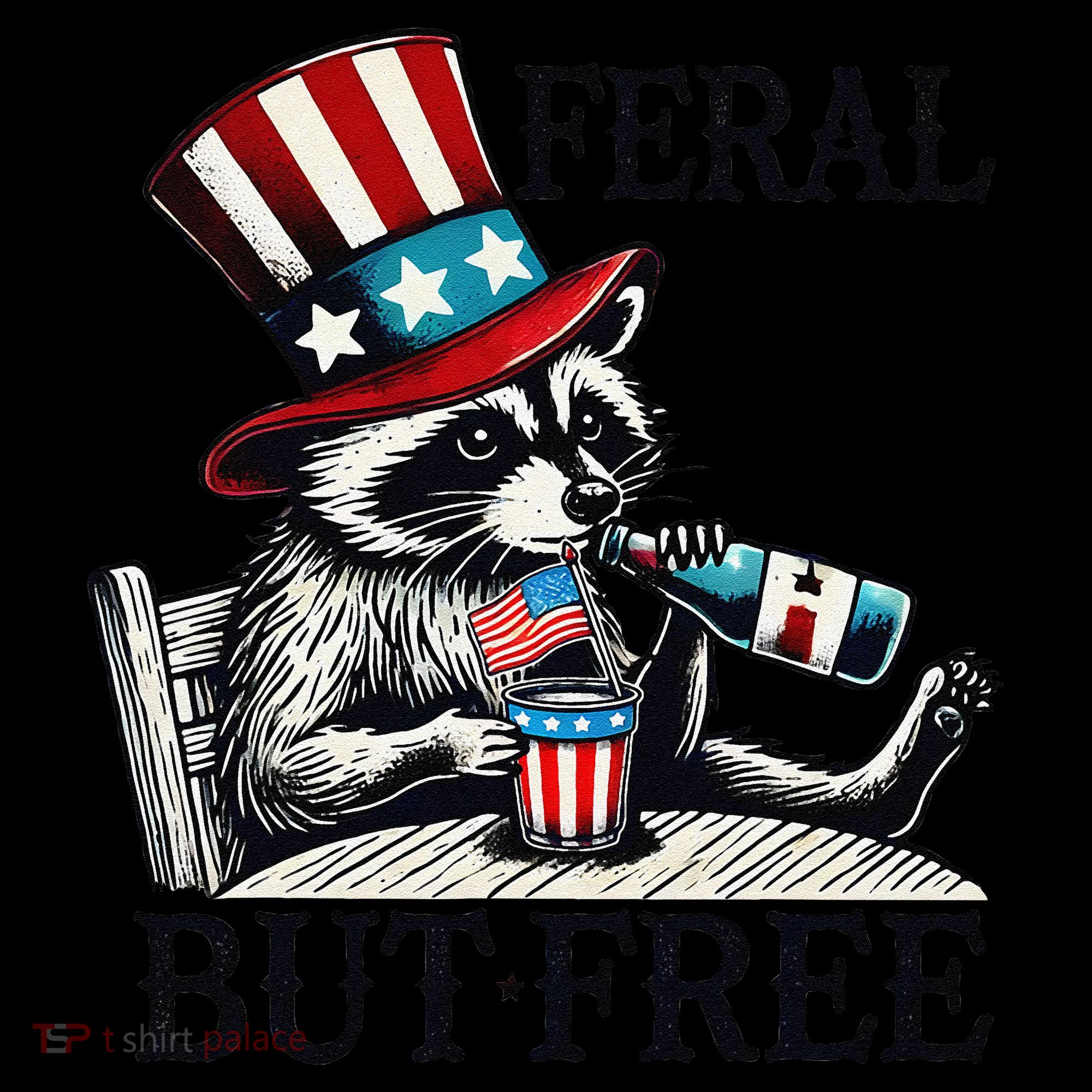 Feral But Free Patriotic Raccoon Funny Usa Coffee Mug