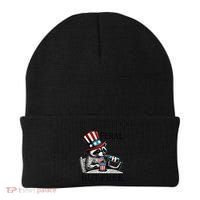 Feral But Free Patriotic Raccoon Funny Usa Beanie thumb 0