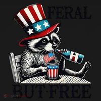 Feral But Free Patriotic Raccoon Funny Usa Coaster thumb 2