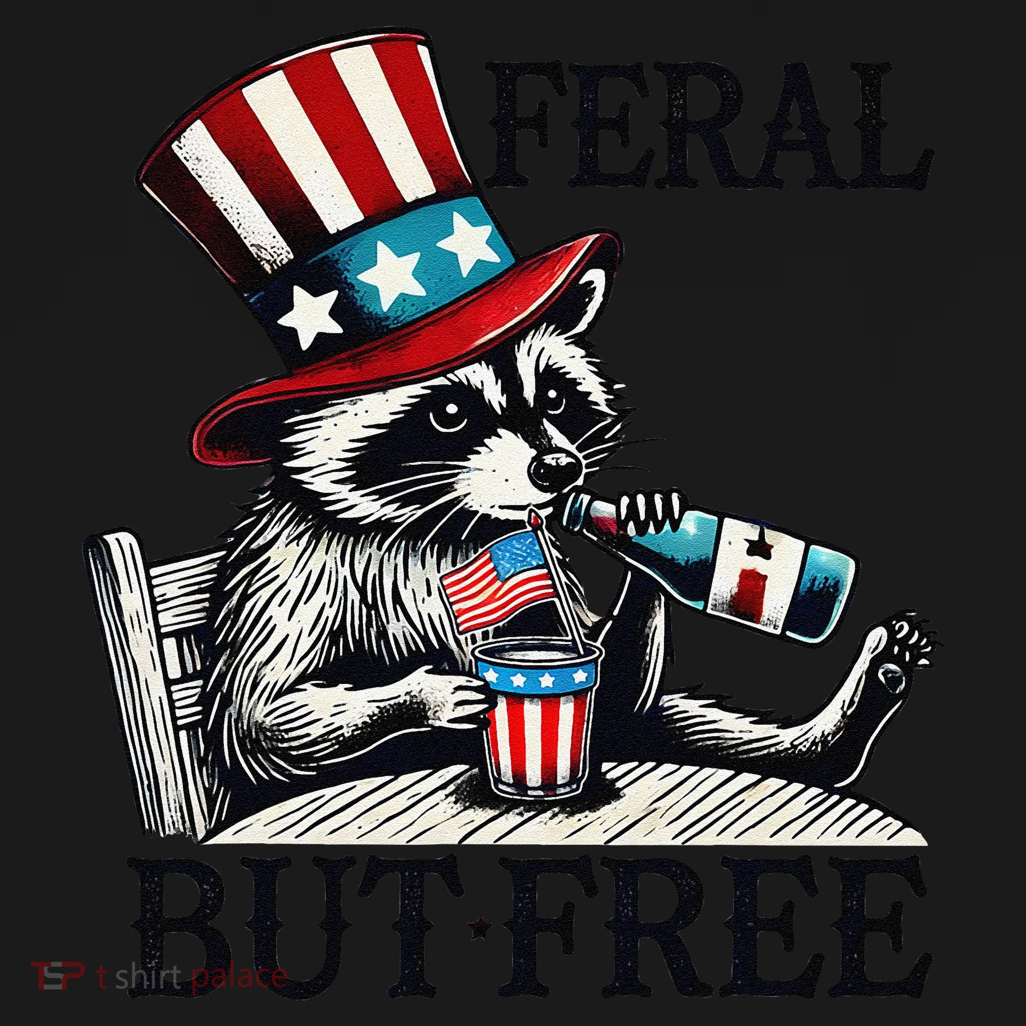 Feral But Free Patriotic Raccoon Funny Usa Ornament