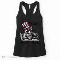 Feral But Free Patriotic Raccoon Funny Usa Women's Tank Top thumb 0