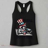 Feral But Free Patriotic Raccoon Funny Usa Women's Tank Top thumb 3