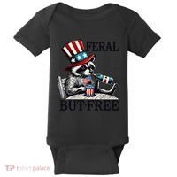 Feral But Free Patriotic Raccoon Funny Usa Baby Bodysuit thumb 0