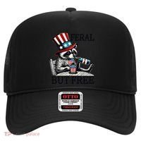 Feral But Free Patriotic Raccoon Funny Usa Hat thumb 0