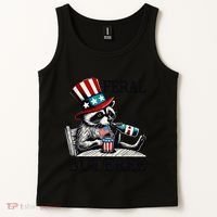 Feral But Free Patriotic Raccoon Funny Usa Tank Top thumb 2