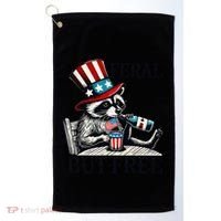Feral But Free Patriotic Raccoon Funny Usa Golf Towel thumb 0