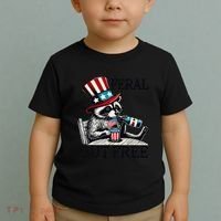 Feral But Free Patriotic Raccoon Funny Usa Toddler T-Shirt thumb 2