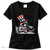 Feral But Free Patriotic Raccoon Funny Usa Women's T-Shirt thumb 0