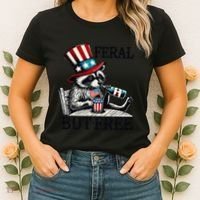 Feral But Free Patriotic Raccoon Funny Usa Women's T-Shirt thumb 2