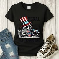Feral But Free Patriotic Raccoon Funny Usa Women's T-Shirt thumb 3