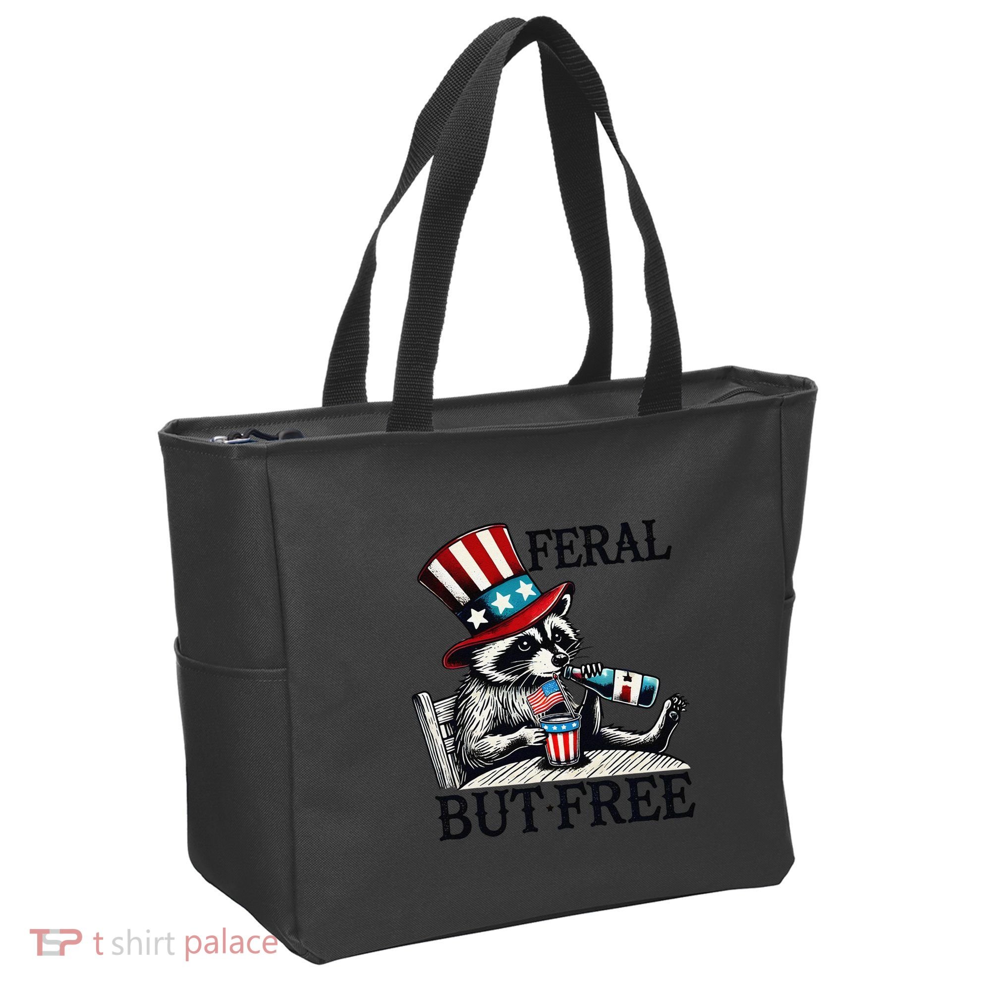 Feral But Free Patriotic Raccoon Funny Usa Tote Bag