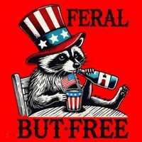 Feral But Free Patriotic Raccoon Funny Usa Santa Hat thumb 1