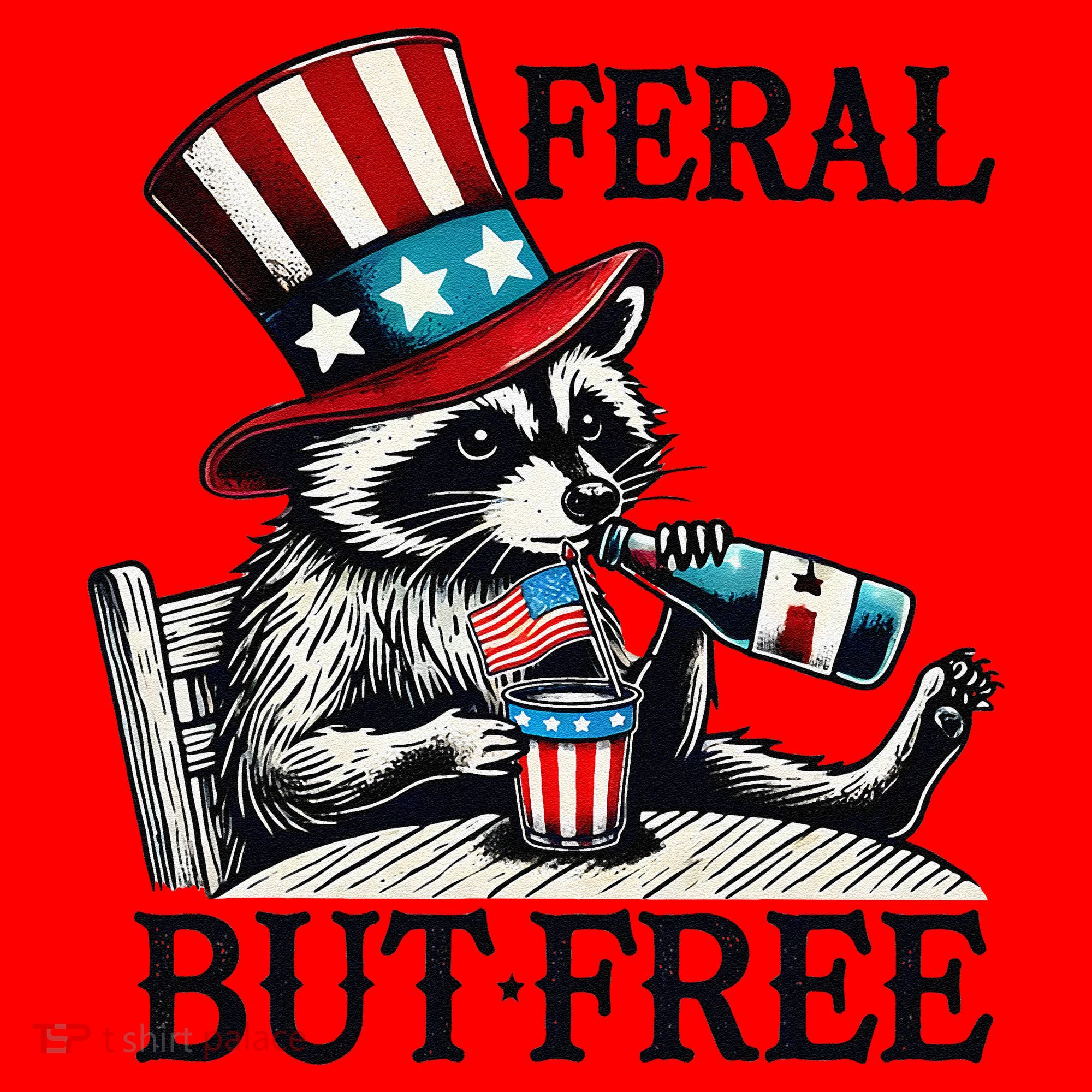 Feral But Free Patriotic Raccoon Funny Usa Santa Hat