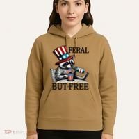 Feral But Free Patriotic Raccoon Funny Usa Hoodie thumb 5