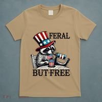 Feral But Free Patriotic Raccoon Funny Usa T-Shirt thumb 5