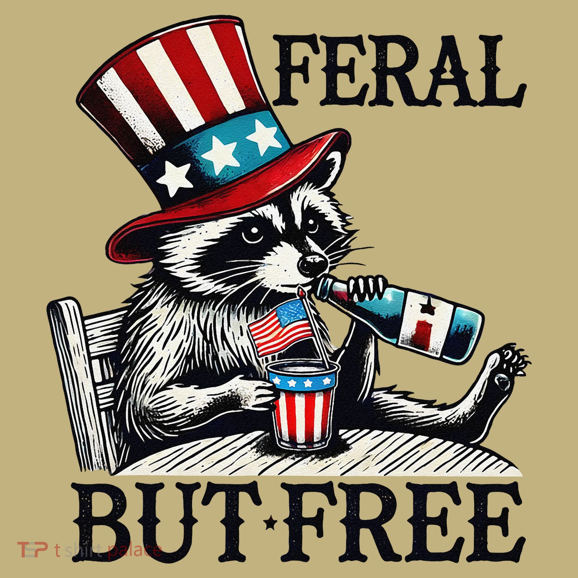 Feral But Free Patriotic Raccoon Funny Usa Button