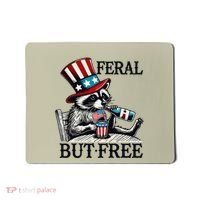 Feral But Free Patriotic Raccoon Funny Usa Mousepad thumb 0