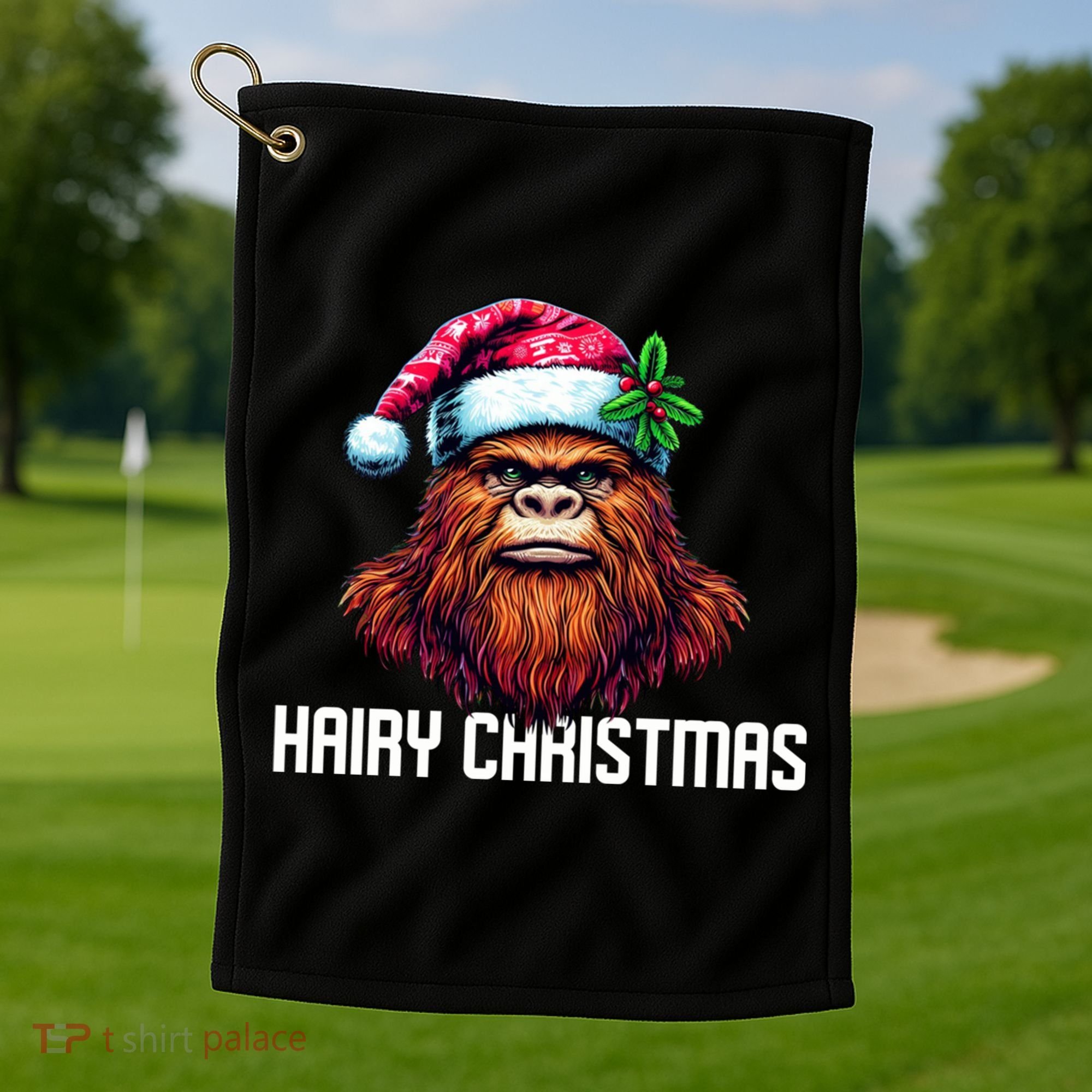 Funny Big Foot Hairy Christmas Cool Gift Golf Towel