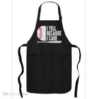 Funny Baseball Fan Humor I Yell Because I Care Baseball Dads Apron thumb 0