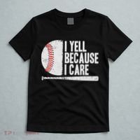 Funny Baseball Fan Humor I Yell Because I Care Baseball Dads T-Shirt thumb 5