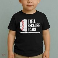 Funny Baseball Fan Humor I Yell Because I Care Baseball Dads Toddler T-Shirt thumb 2
