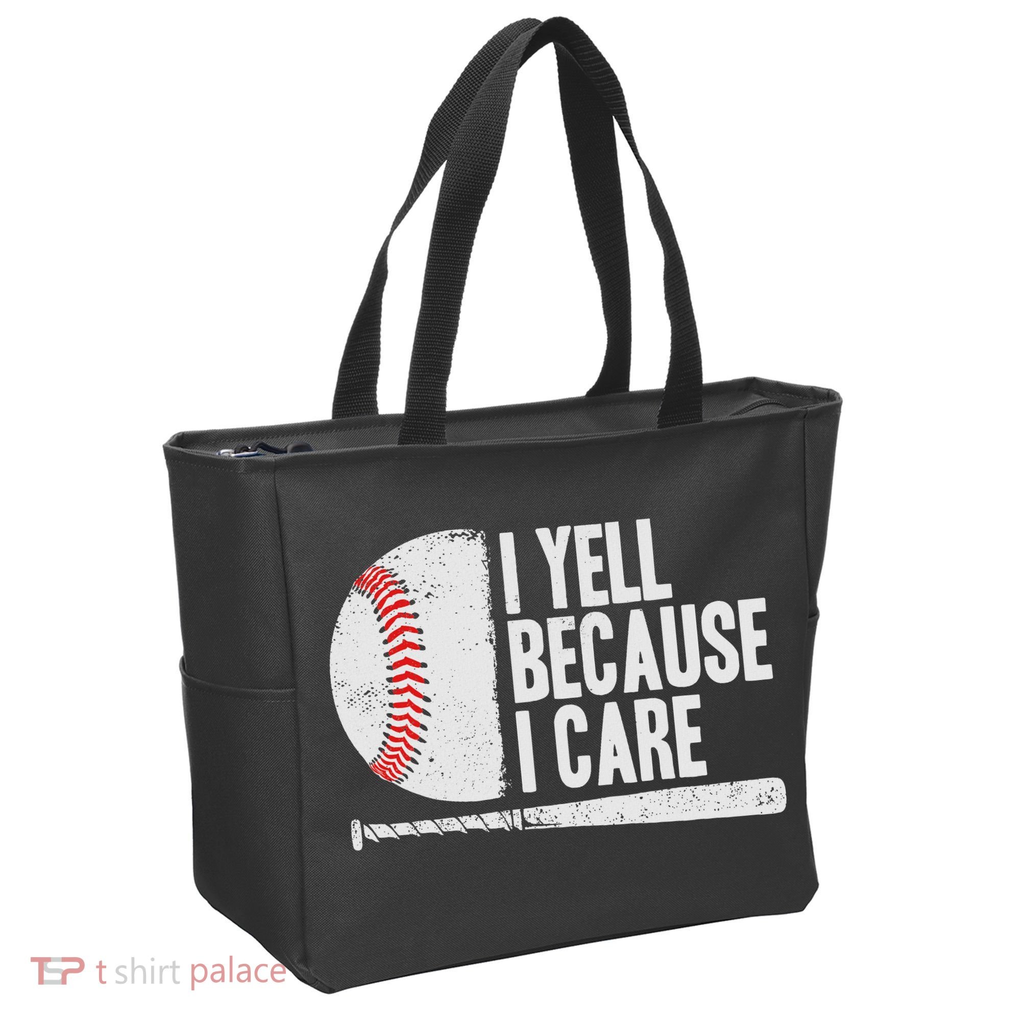 Funny Baseball Fan Humor I Yell Because I Care Baseball Dads Tote Bag