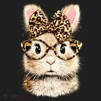 Funny Bunny Face Glasses Leopard Rabbit Easter Women's Sweatshirt thumb 2