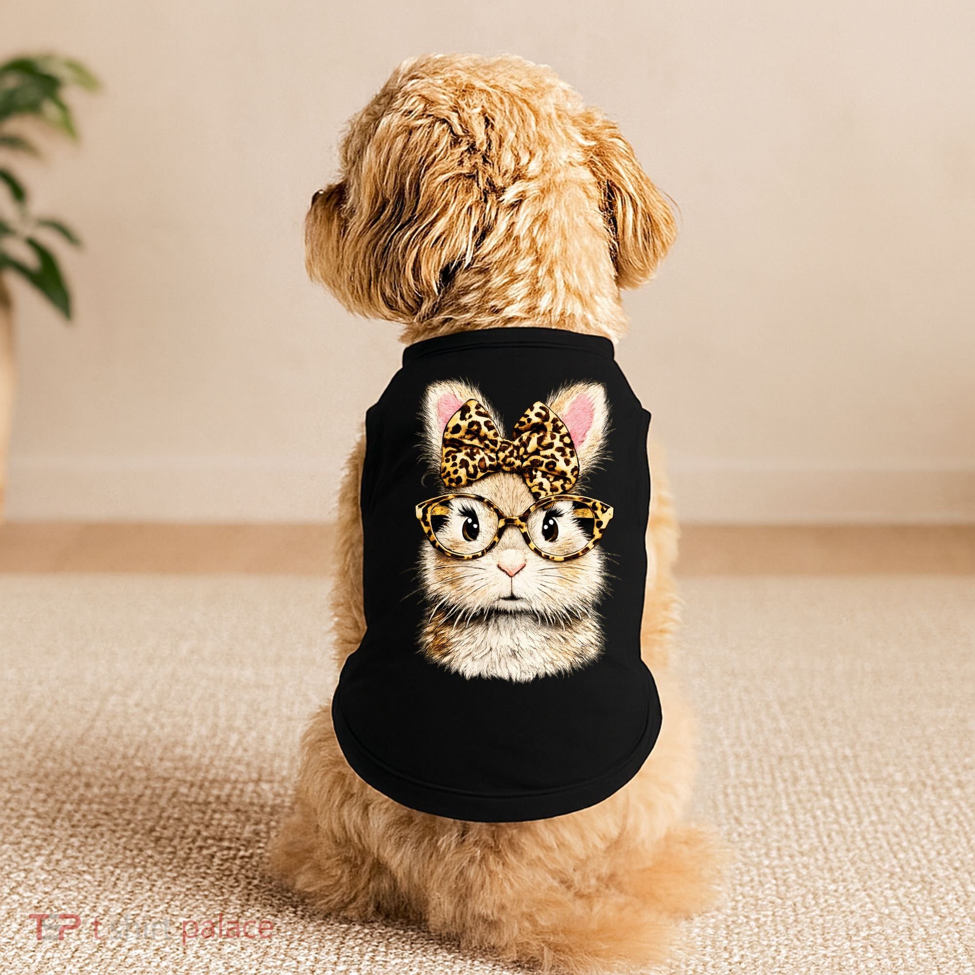 Funny Bunny Face Glasses Leopard Rabbit Easter Doggie Tank