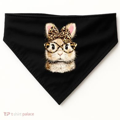 Funny Bunny Face Glasses Leopard Rabbit Easter USA-Made Doggie Bandana