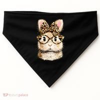 Funny Bunny Face Glasses Leopard Rabbit Easter USA-Made Doggie Bandana thumb 0