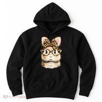 Funny Bunny Face Glasses Leopard Rabbit Easter Hoodie thumb 0