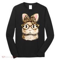Funny Bunny Face Glasses Leopard Rabbit Easter Long Sleeve Shirt thumb 0