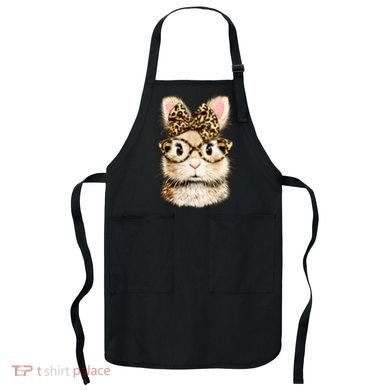 Funny Bunny Face Glasses Leopard Rabbit Easter Apron