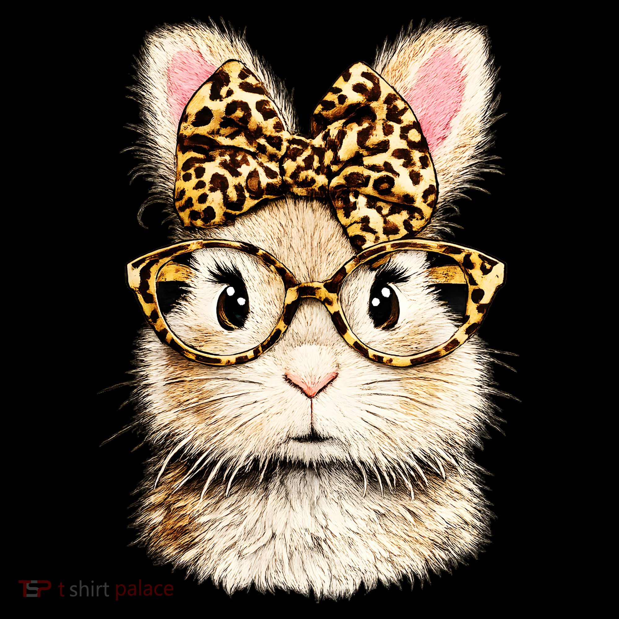 Funny Bunny Face Glasses Leopard Rabbit Easter Apron