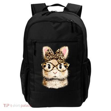Funny Bunny Face Glasses Leopard Rabbit Easter Backpack