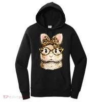 Funny Bunny Face Glasses Leopard Rabbit Easter Women's Hoodie thumb 0