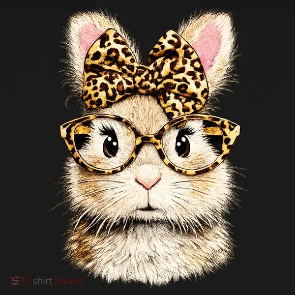 Funny Bunny Face Glasses Leopard Rabbit Easter Women's Hoodie