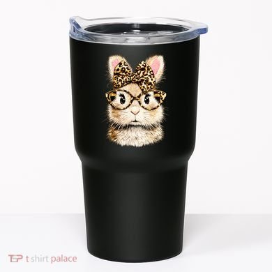Funny Bunny Face Glasses Leopard Rabbit Easter Tumbler