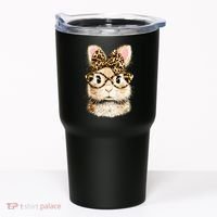 Funny Bunny Face Glasses Leopard Rabbit Easter Tumbler thumb 0