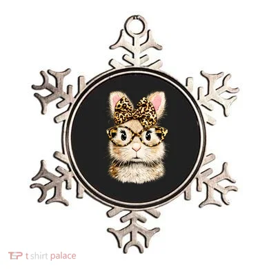 Funny Bunny Face Glasses Leopard Rabbit Easter Ornament