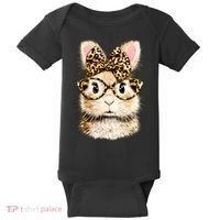 Funny Bunny Face Glasses Leopard Rabbit Easter Baby Bodysuit thumb 0