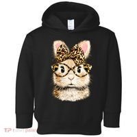 Funny Bunny Face Glasses Leopard Rabbit Easter Toddler Hoodie thumb 0