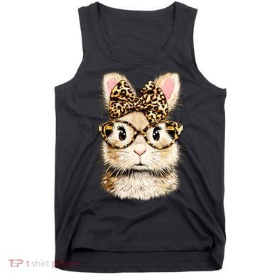Funny Bunny Face Glasses Leopard Rabbit Easter Tank Top
