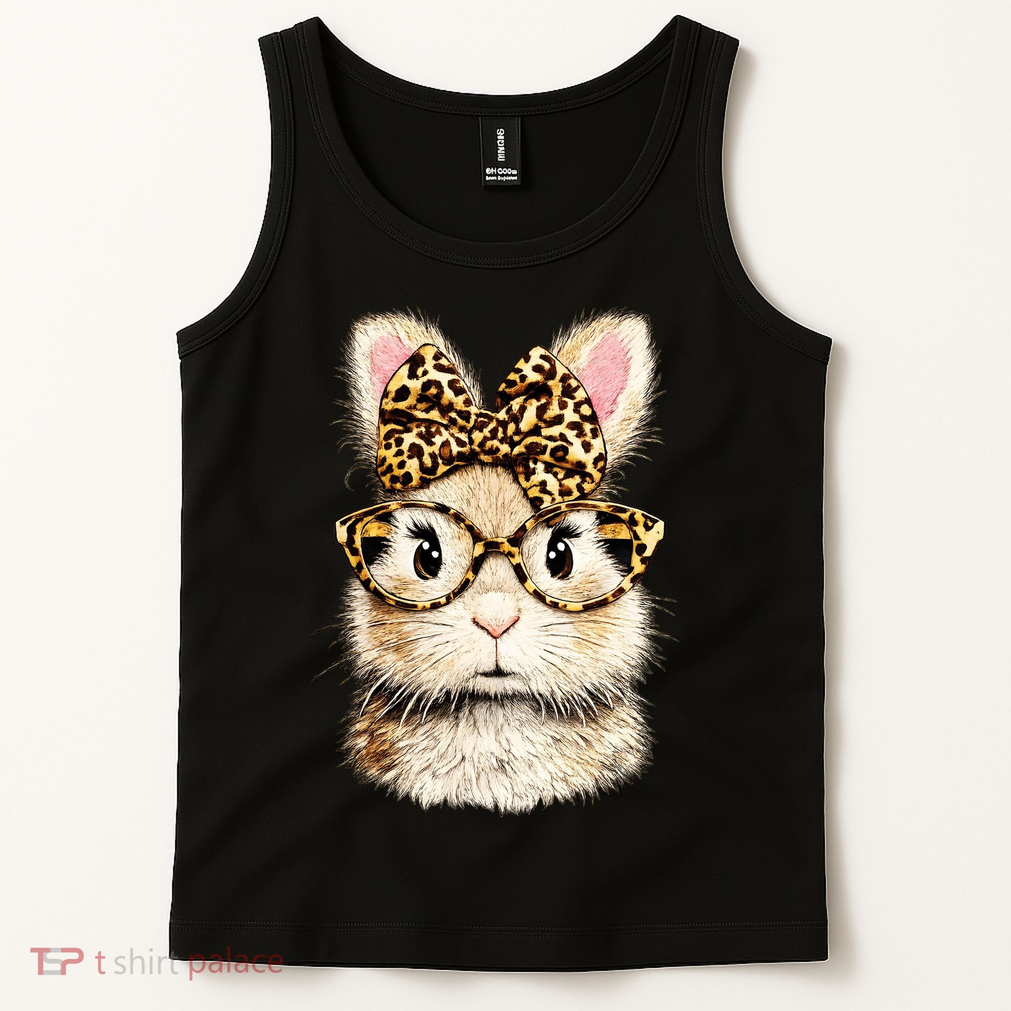 Funny Bunny Face Glasses Leopard Rabbit Easter Tank Top
